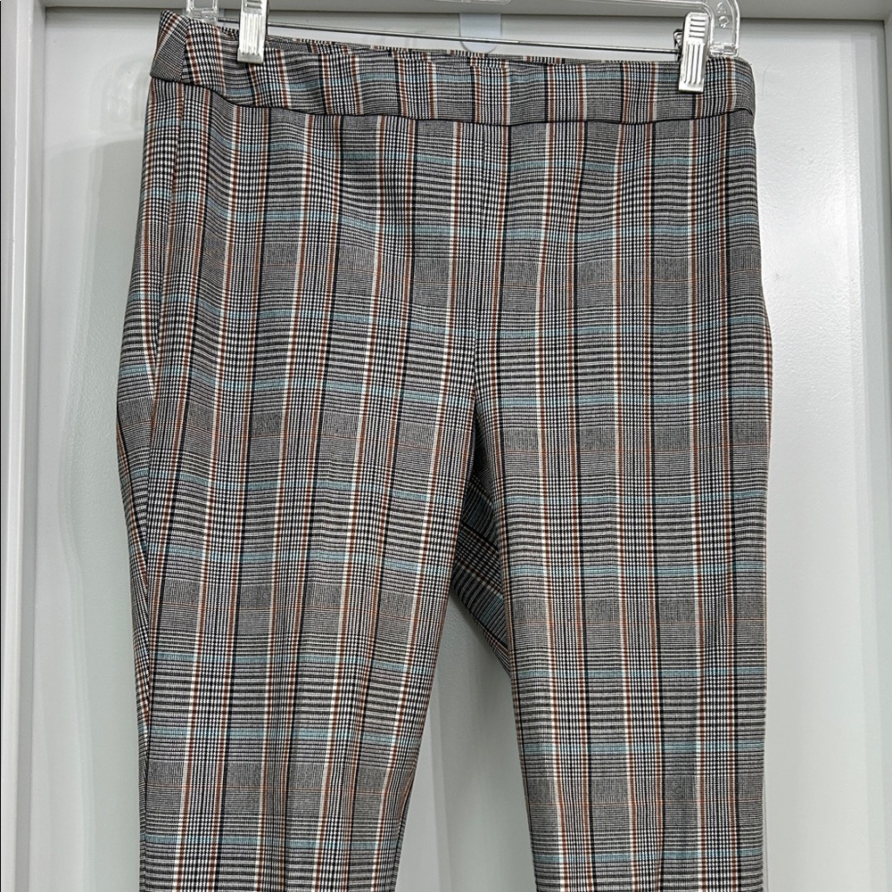 Talbots Gray, Teal, and Burnt Orange Plaid Dress Pants